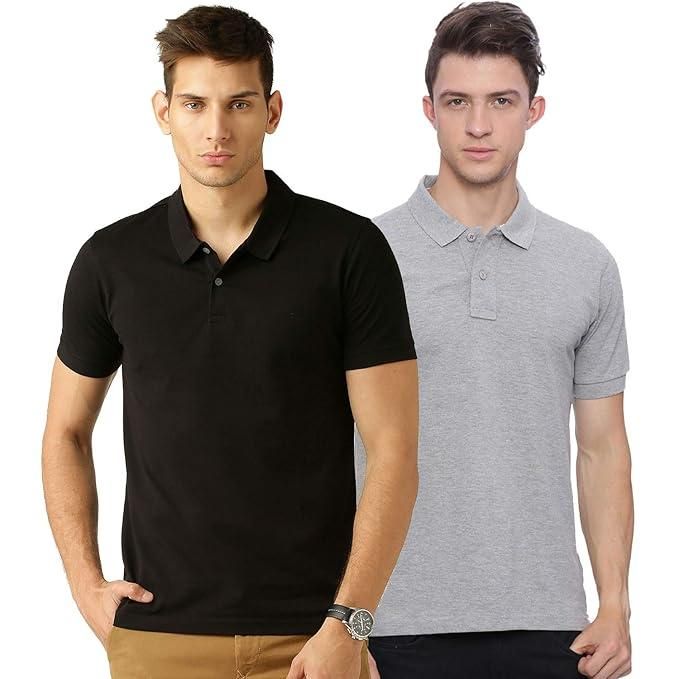 Poly Cotton Solid Half Sleeves Mens Polo T-shirt (Pack of 2)